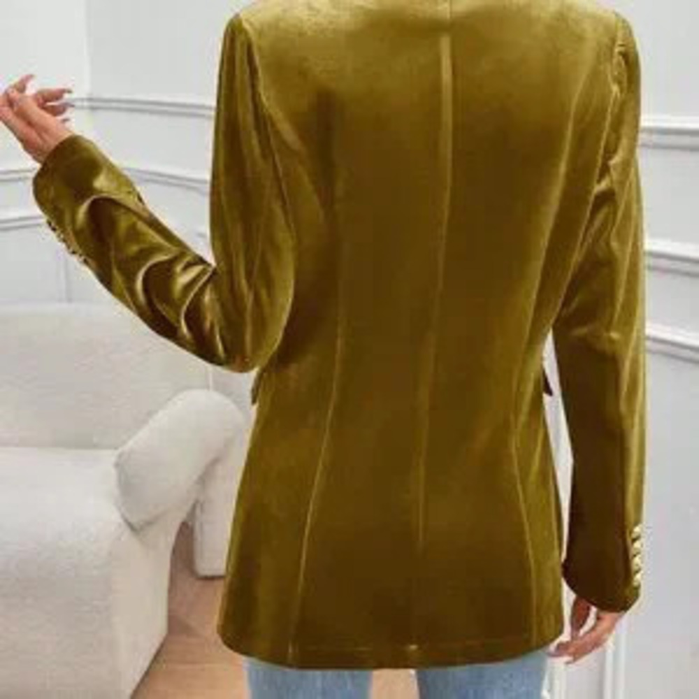 ZARA Yellow Elegant Women's Velvet Blazer